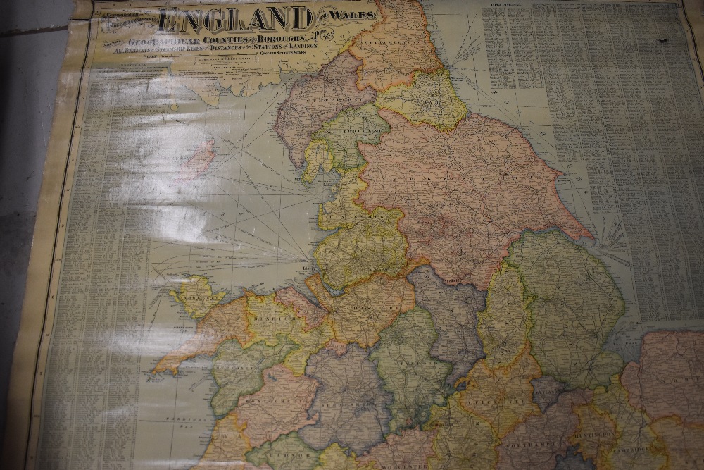 A vintage Educational wall map, Scarborough Publishing Company, England and Wales