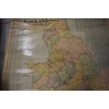 A vintage Educational wall map, Scarborough Publishing Company, England and Wales