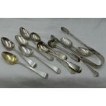 A selection of HM silver flatware including Georgian teaspoons, Victorian salt and mustard spoons,