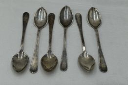 A set of six Edwardian silver egg spoons of plain form monogrammed C to terminals, Sheffield 1908,