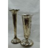 A silver trumpet vase having shaped rim and weighted base, Birmingham 1914, Deakin & Francis and
