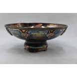 A silver bowl having rope wire grape vine decoration and a turreted pedestal foot, Birmingham