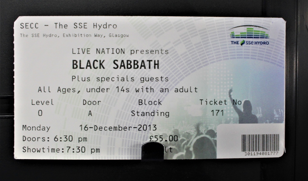 A heavy card poster for Black Sabbath's 2013 tour, plus set list and ticket for the Glasgow gig- - Image 4 of 5