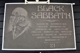 A heavy card poster for Black Sabbath's 2013 tour, plus set list and ticket for the Glasgow gig-