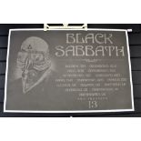 A heavy card poster for Black Sabbath's 2013 tour, plus set list and ticket for the Glasgow gig-