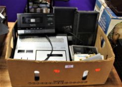 A box of various cassette and radio gear - Realistic , Panasonic and more
