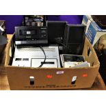 A box of various cassette and radio gear - Realistic , Panasonic and more