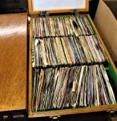 A large wooden case bespoke case [ the case alone is a nice item ] of 7' singles - ex dj
