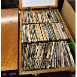 A large wooden case bespoke case [ the case alone is a nice item ] of 7' singles - ex dj