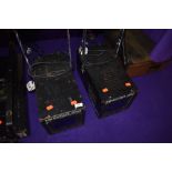 A pair of Martin Ministar 250 stage lights