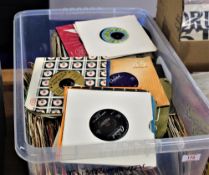 A large box of seven inch singles - various genres on offer here