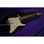 A Yamaha Pacifica electric guitar, Stratocaster style, serial number PN21253