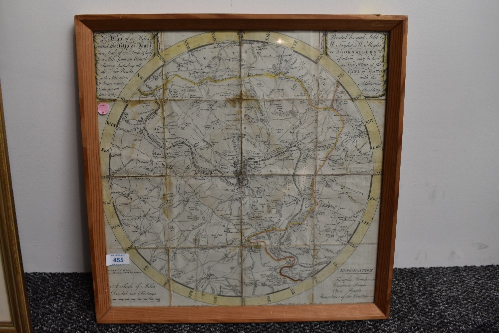 A late 18th Century Map of the City of Bath and Environs. Dated 1787. In 16 folding sections,