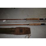 Two Split Cane Hardy Fly Rods, The Perfection and another Dry-Wet tips, name obscured by re-