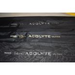 Three Acolyte Ultra float rods, 13ft, 14ft and 15ft with sleeves