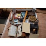 A box of assorted tackle including leather wallets containing flies and preist etc