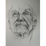 A sketch, Elizabeth Wood, portrait study, elderly gent, signed and dated '74, 80 x 58cm