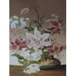 An oil painting, Still Life, lilies, framed and glazed, 44 x 29cm