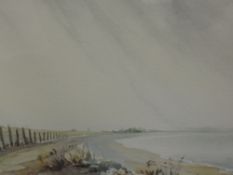 A watercolour, B Tomlinson, West Cumbrian coast Eskmeals, signed, framed and glazed, 25 x 35cm,
