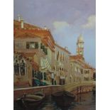 An oil painting on board, Pal Li Sa D, Venice, indistinctly signed, framed, 23 x 16cm