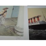 A print after Terence Cuneo, The Deputy's Deputy, signed 50 x 40cm, and a print after E D Walker,