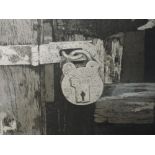 A Ltd Ed etching, after Cheffeins, padlock, numbered 2/78, indistinctly signed, framed and glazed,