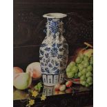 A pair of watercolours, A Stanesby, Still life, fruit with Chinese vases, signed and dated, framed