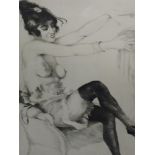 An etching, artists proof, attributed to Otto Gerhardt, Woman at her toilet, framed and glazed, 40 x