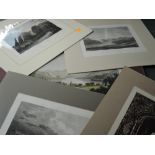 Three engravings, after Farington, Ullswater, Loudore waterfall, each 20 x 27cm, an etching after