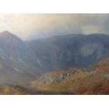 A watercolour, W Smallwood Winder, mountains and valley, signed and dated 1908, framed and glazed,