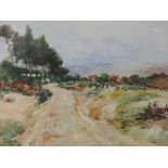 A pair of watercolours. Ray Bain, country lanes, signed, framed and glazed, each 22x 28cm