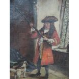An oil painting, R Arnold, Cavalier and gun dog, signed, 28 x 23cm