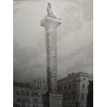 Two sepia prints, attributed to Copley Fielding and D Havell, The Coloumn of Trogen, Rome and The