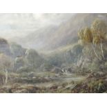 A pair of oil paintings, R Hammond, Near Dolgelly, mountainous river landscapes, 19th century,