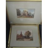 A watercolour, W H Sugden, Barden, ruins, signed and dated 1887,framed and glazed, 47 x 64cm, a