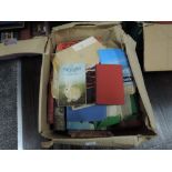 A box of volumes and ephemera including aircraft scrap book etc