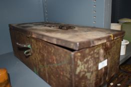 A vintage Claas metal tool box.