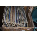 A box of vinyl LP records,mainly easy listening with some jazz and big band.