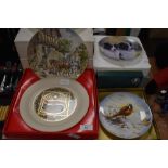 A variety of collectors plates, including those of animal interest, countryside and Christmas