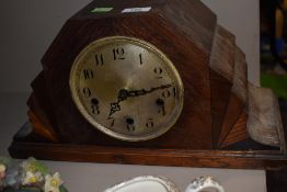 An oak art deco mantel clock 'Enfield clock co,London LTD'