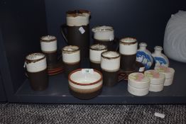A coffee service by Newlyn pottery with salt glaze finish and similar ceramics