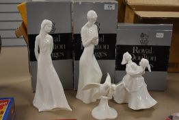 Four Royal Doulton figurines including 'Always and Forever' 'tenderness' (AF) 'kindred spirits'