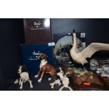 A selection of figures and figurines by Border Fine Arts including Boxer and Collie dog some boxed