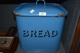 A blue enamel bread bin C1940s.