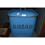 A blue enamel bread bin C1940s.