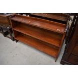 Two vintage low bookshelves, the large being solid mahogany, width approx. 121cm