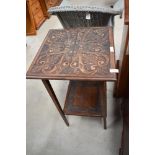 An Arts & Crafts plant stand/occasional table, square form, approx. width 42cm height 72cm