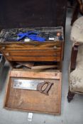 A vintage joiners tool cabinet and contents