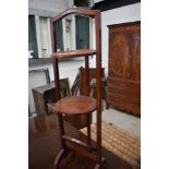 An early 20th Century mahogany three tier cake stand , approx. height 88cm, no hinge for bottom