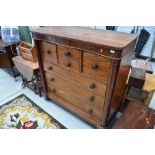 A Victorian mahogany scotch style chest having interesting drawer formation, some moulding has